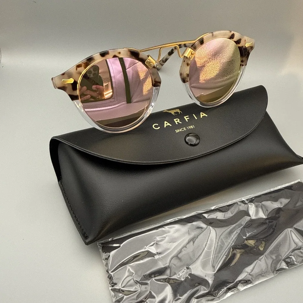 Carfia Ca5395 Authentic tortoise Italian Sunglasses 46-23-145 & Case & Cloth NWT